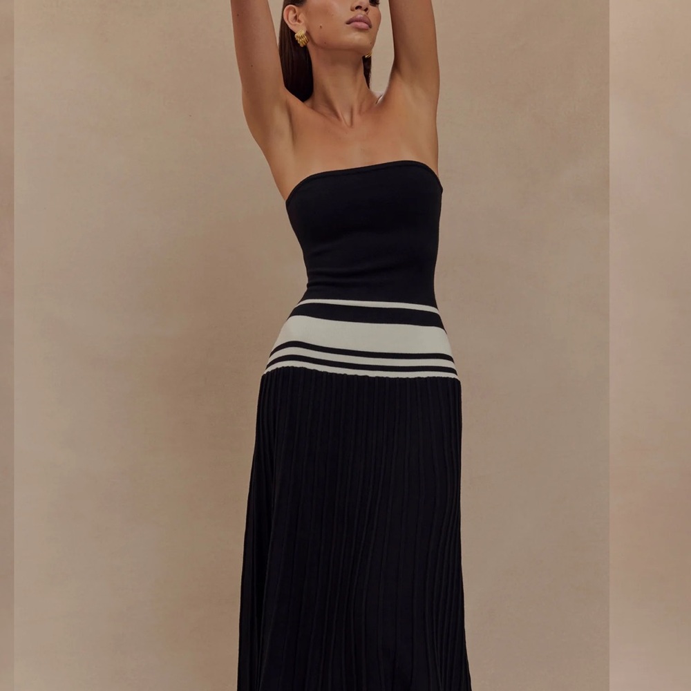 Meshki Black and White Strapless Dress